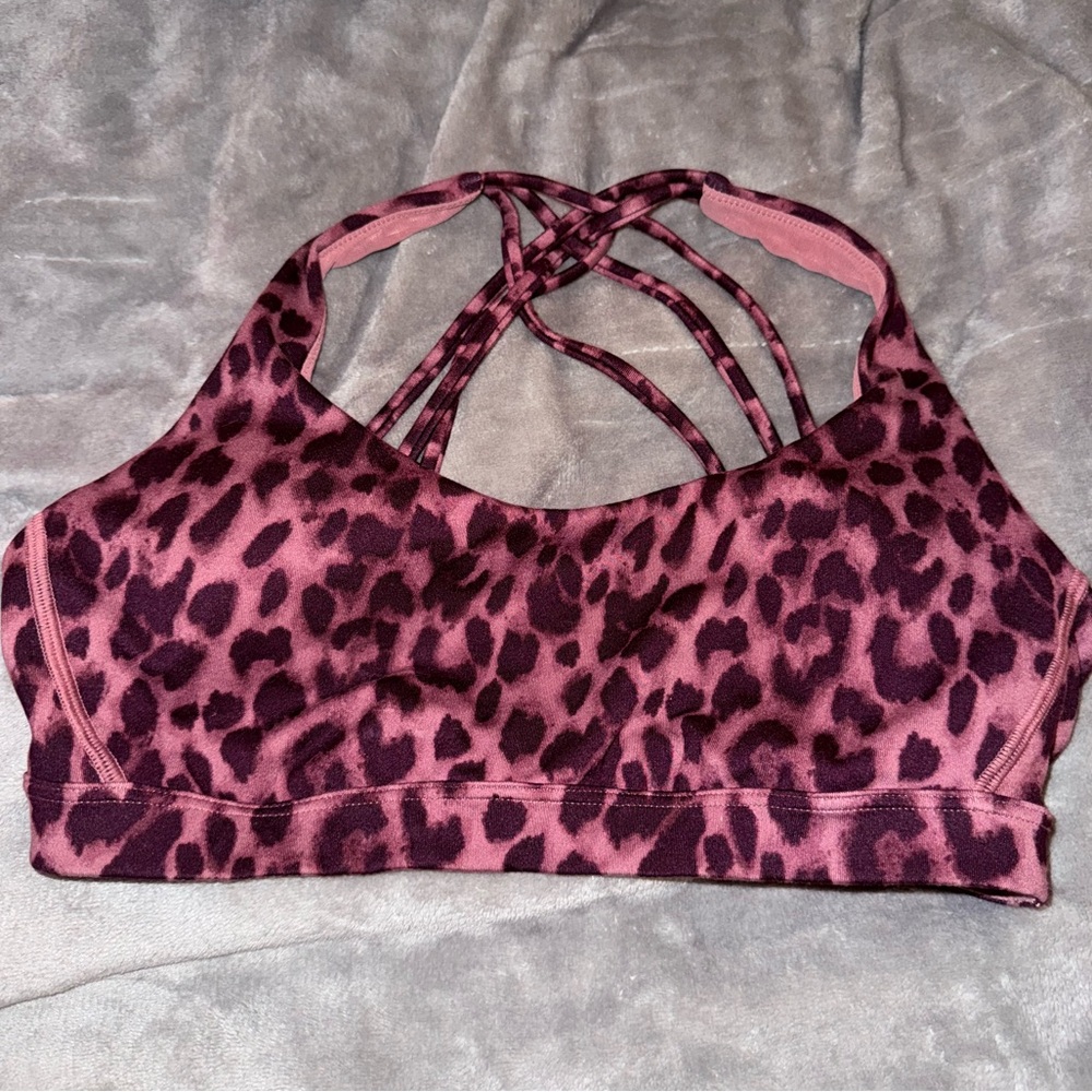 Victoria Secrets Blush and black Leopard Print Women's Sports Bra, size Small